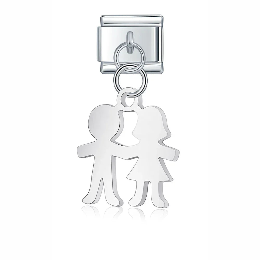 Silver symbols dangle italian charms