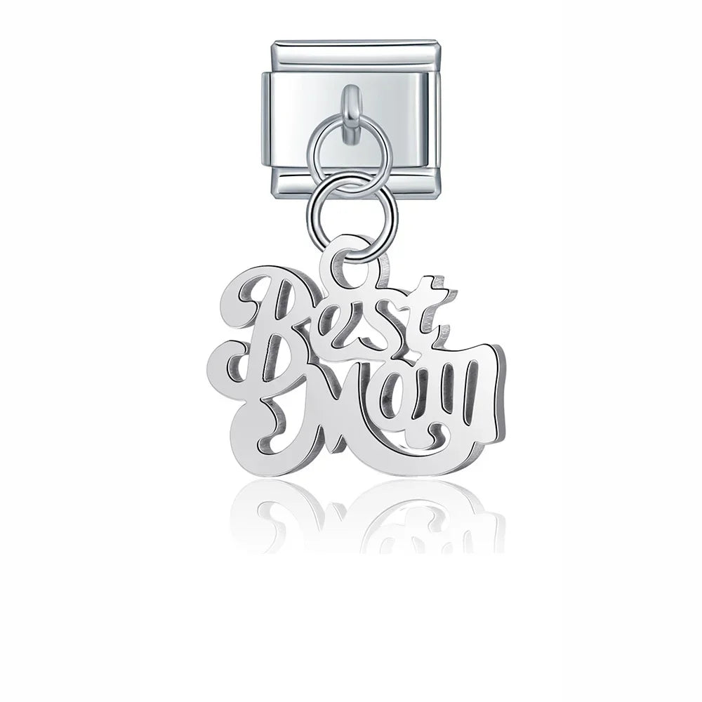 Silver symbols dangle italian charms