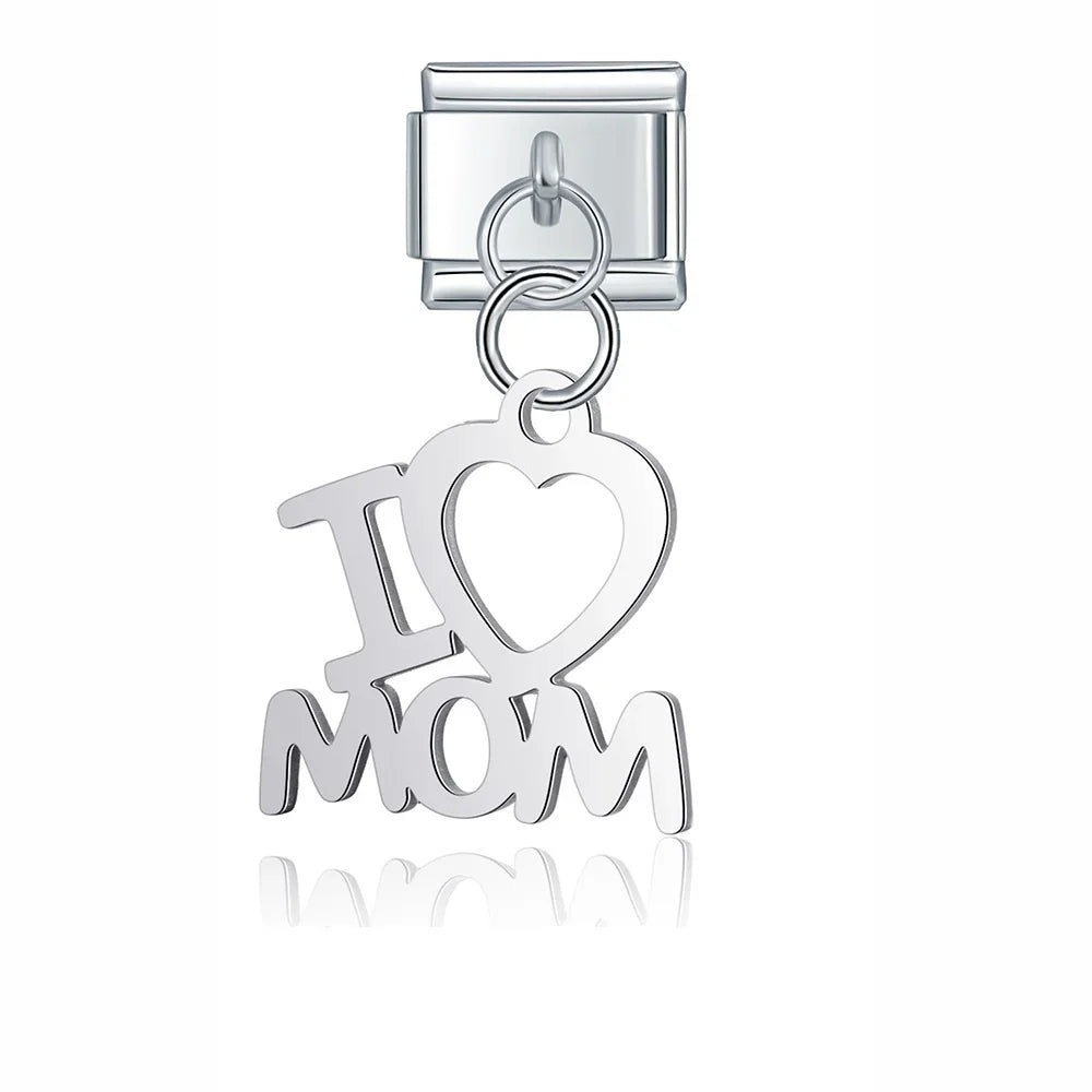 Silver symbols dangle italian charms