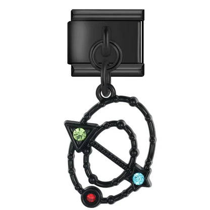 The Black Heart & Moon Dangle Charm in Silver