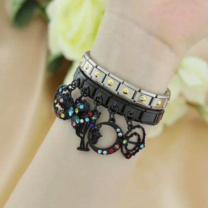 The Black Heart & Moon Dangle Charm in Silver