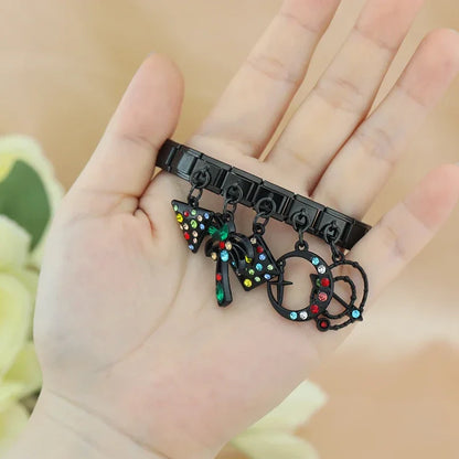 The Black Heart & Moon Dangle Charm in Silver