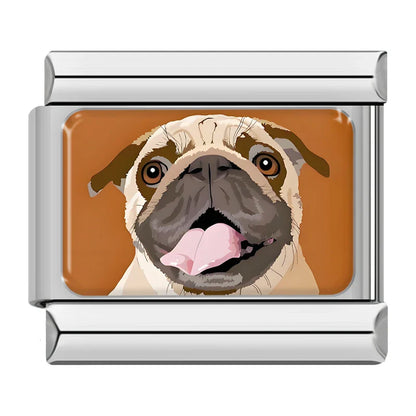 Realistic Cat & Dog Portrait Italian Charms — Pet Breed Photo-Style Bracelet Links