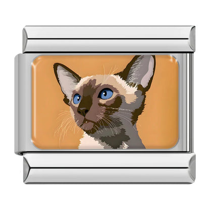 Realistic Cat & Dog Portrait Italian Charms — Pet Breed Photo-Style Bracelet Links