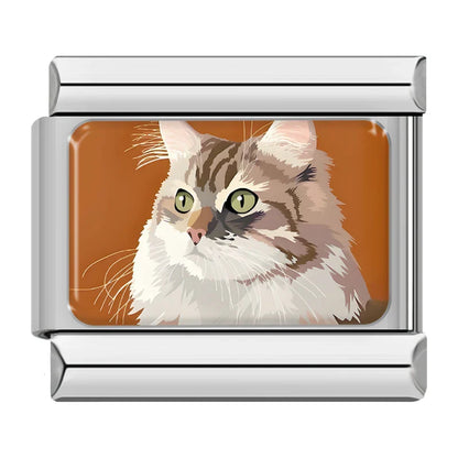 Realistic Cat & Dog Portrait Italian Charms — Pet Breed Photo-Style Bracelet Links