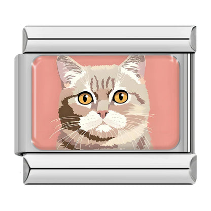 Realistic Cat & Dog Portrait Italian Charms — Pet Breed Photo-Style Bracelet Links