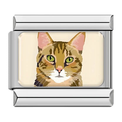 Realistic Cat & Dog Portrait Italian Charms — Pet Breed Photo-Style Bracelet Links