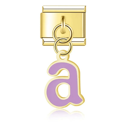 The Colourful Golden Lowercase Letter Dangle Charm A–Z