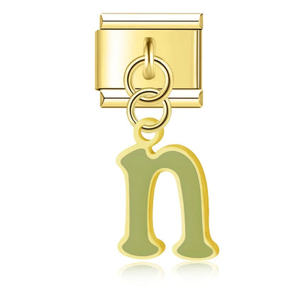 The Colourful Golden Lowercase Letter Dangle Charm A–Z