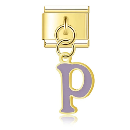 The Colourful Golden Lowercase Letter Dangle Charm A–Z