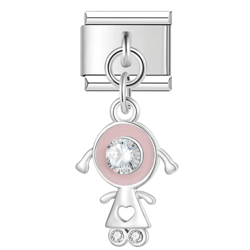 Crystal Leaf & Girly Dangle Charm