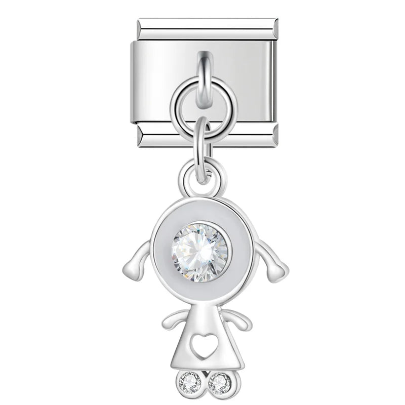 Crystal Leaf & Girly Dangle Charm