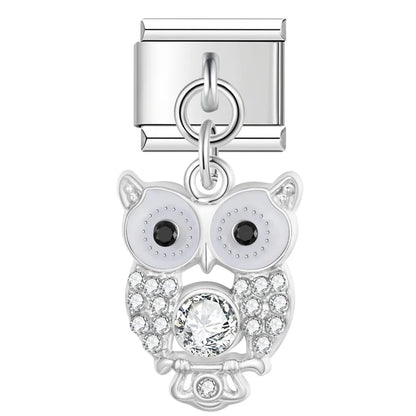 Crystal Owl & Enamel Butterfly Dangle Charms