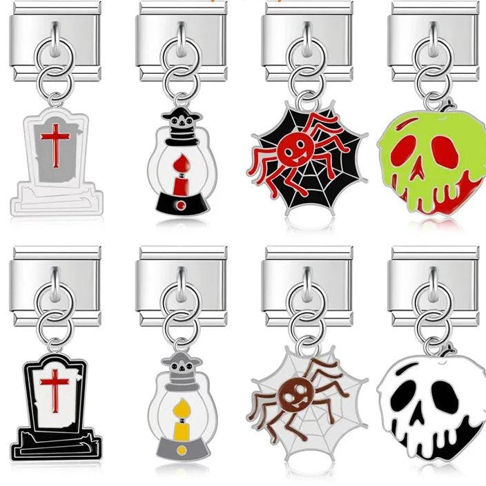 Halloween Skull Spider Web charms