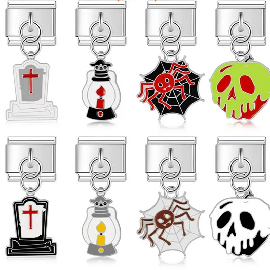 Halloween Skull Spider Web charms