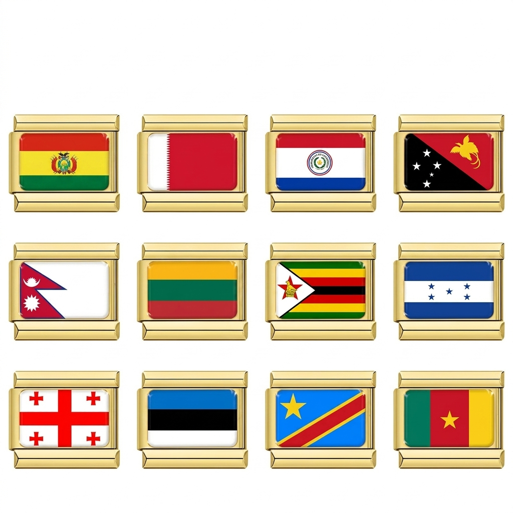 Golden National Flag Charms