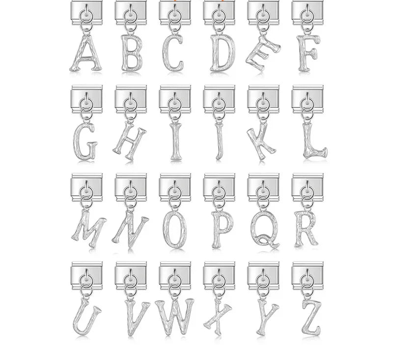 silver letters pendant charms Italian charms  charmtastic