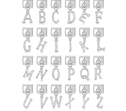 silver letters pendant charms Italian charms  charmtastic