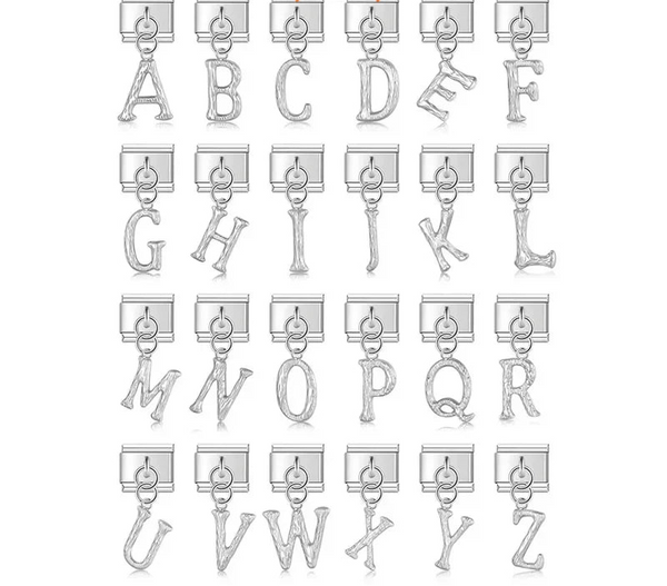 silver letters pendant charms Italian charms  charmtastic