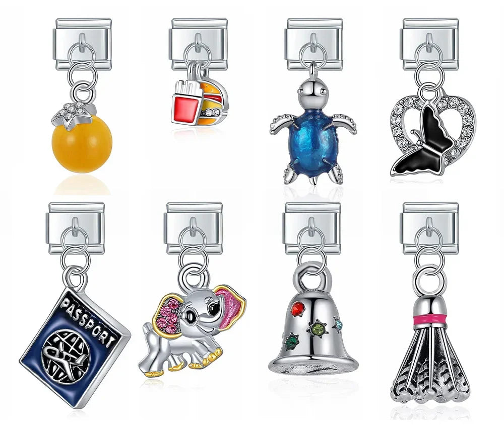 Bell Blue Turtle Beads silver charms