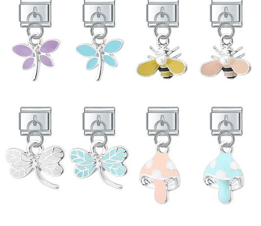 Glaze Dragonfly Seahorse Bee Mushroom charms