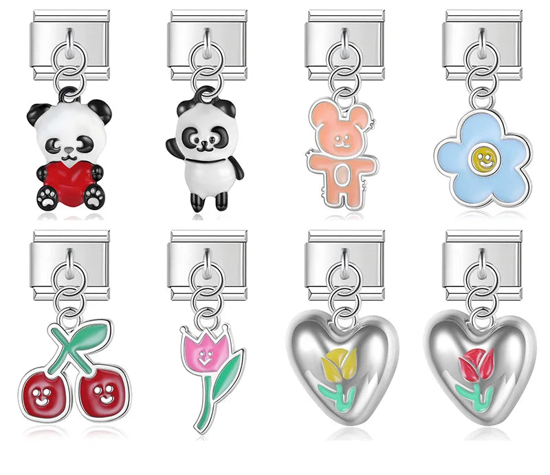 funny Bear Flower Cherry Tulip Heart Bowknot charms