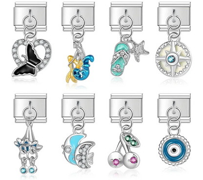 The Fish, Butterfly, Eye & Cherries Dangle Charm