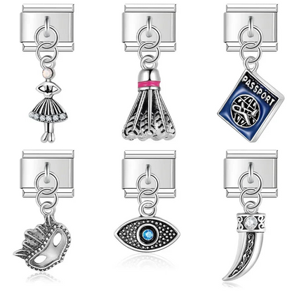 The Girl, Mask, Eye & Passport Dangle Charm
