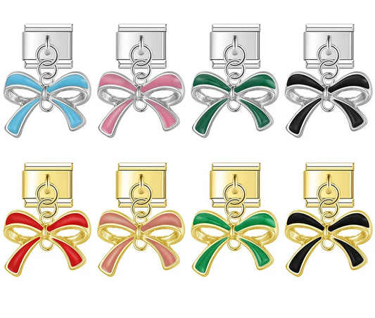 colorful Bowknot dangle charms silver&gold