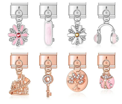 The Flower, Key, Beetle, Headset & Castle Dangle Charm