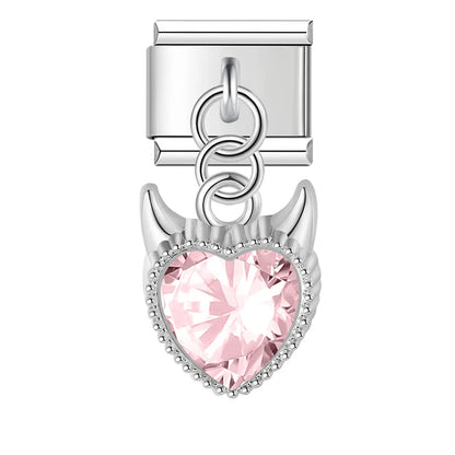 Demon Heart Gemstone Charms in Silver & Gold