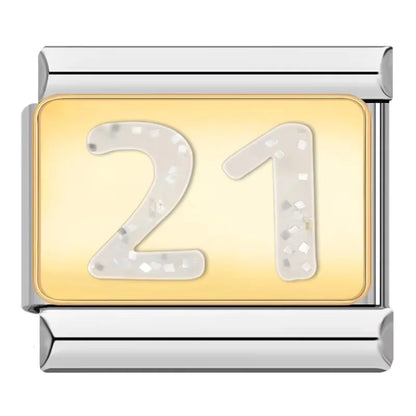 Classic Gold & Silver Number Italian Charms — Personalised Numeral 0–9 Bracelet Links