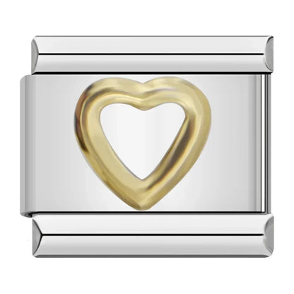 Silver & Gold Classic Symbol Italian Charms — Heart, Cross, Butterfly, Angel & Crown