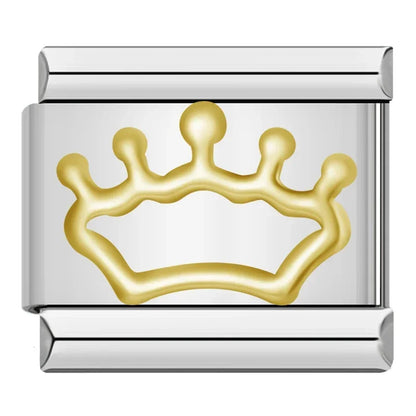 Silver & Gold Classic Symbol Italian Charms — Heart, Cross, Butterfly, Angel & Crown