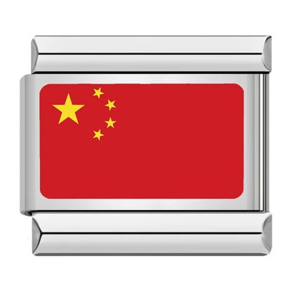 China flag Italian charm for a 9mm charm bracelet in stainless steel, by Charmtastic