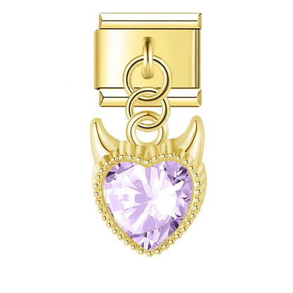 Demon Heart Gemstone Charms in Silver & Gold