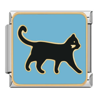 Cute Kitty Cat & Feline Friend Italian Charms — Cat Lover Enamel Bracelet Links