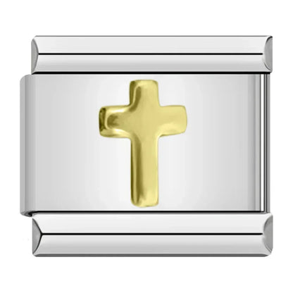 Silver & Gold Classic Symbol Italian Charms — Heart, Cross, Butterfly, Angel & Crown