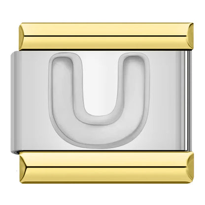 Silver with Gold Raised Letter & Symbol Italian Charms — Alphabet, Heart, Butterfly & Star Links