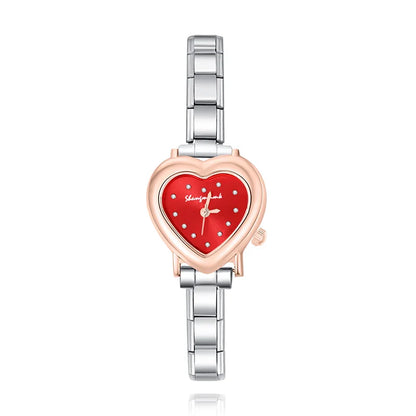 Two-Tone Heart Watch with Crystal Accents — Silver & Gold Romantic Italian Charm Watch