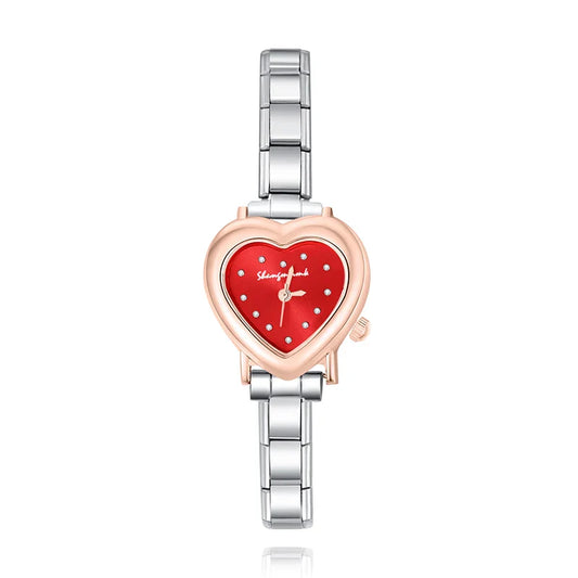 Two-Tone Heart Watch with Crystal Accents