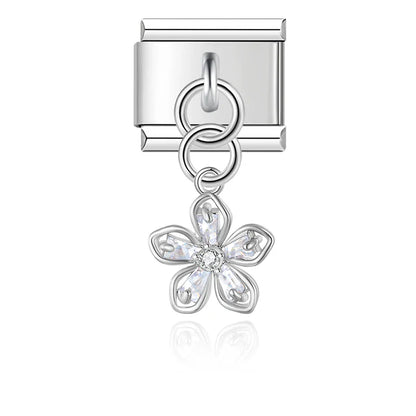 The Crystal Botanical Blossom Dangle Charm in Silver & Gold
