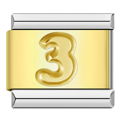 Classic Gold & Silver Number Italian Charms — Personalised Numeral 0–9 Bracelet Links