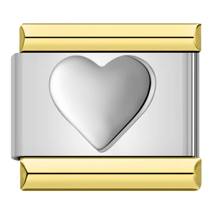 Silver with Gold Raised Letter & Symbol Italian Charms — Alphabet, Heart, Butterfly & Star Links