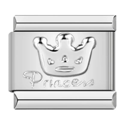 Silver & Gold Classic Symbol Italian Charms — Heart, Cross, Butterfly, Angel & Crown