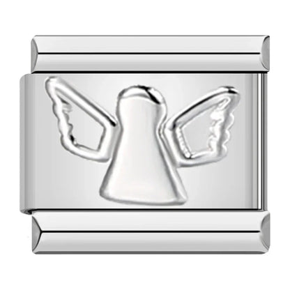 Silver & Gold Classic Symbol Italian Charms — Heart, Cross, Butterfly, Angel & Crown