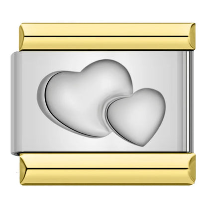 Silver with Gold Raised Letter & Symbol Italian Charms — Alphabet, Heart, Butterfly & Star Links