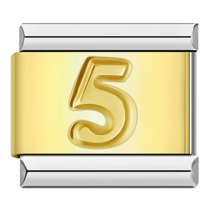 Classic Gold & Silver Number Italian Charms — Personalised Numeral 0–9 Bracelet Links