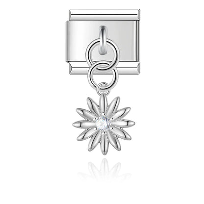 The Crystal Botanical Blossom Dangle Charm in Silver & Gold