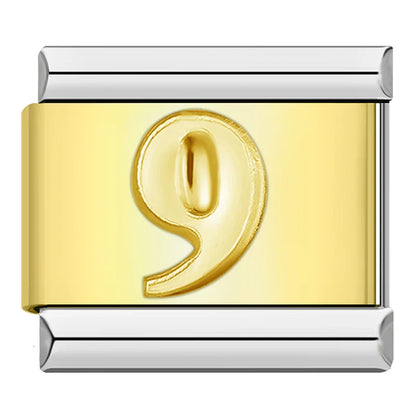 Classic Gold & Silver Number Italian Charms — Personalised Numeral 0–9 Bracelet Links